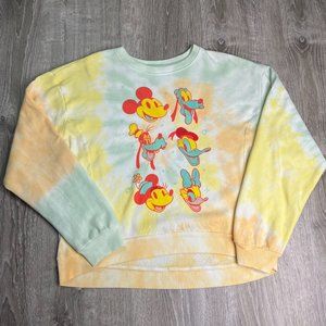 Disney Tie Dye Cropped Sweatshirt Mickey Mouse and the Gang Womens Size XXL